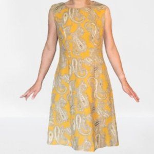Vintage Yellow White Paisley Dress
